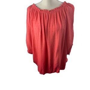 Cato Coral Women's Peasant Blouse Size Large